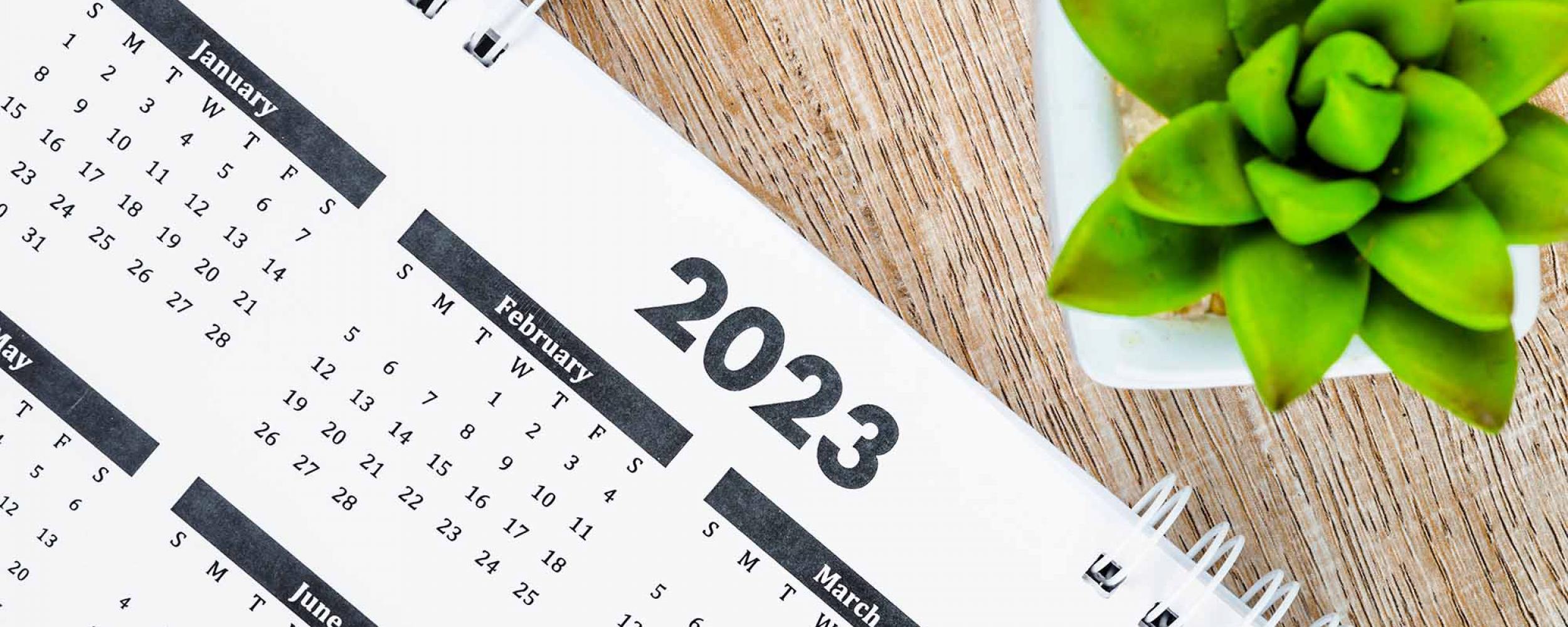 Annual calendar overview 2023