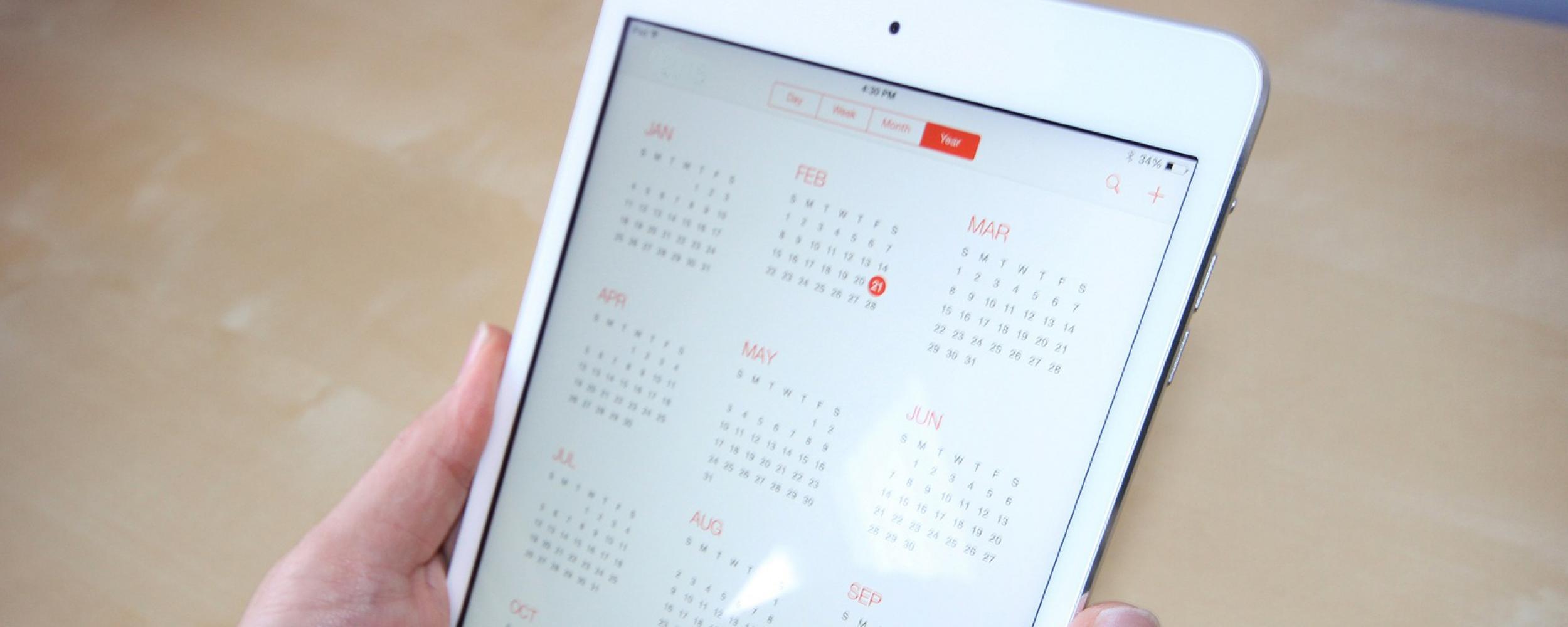 Appointment calendar on tablet